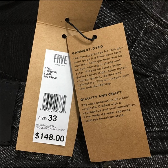 <SOLD>FRYE HARRISON SLIM STRAIGHT BROCK JEANS NEW - Picture 6 of 6